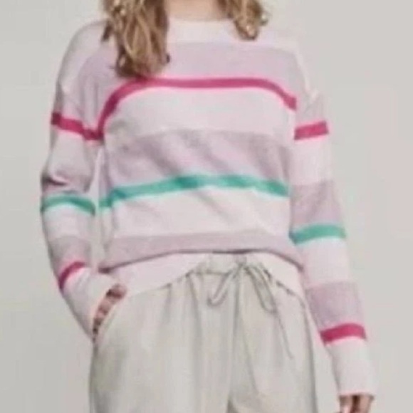 Elizabeth and James Sweaters - Elizabeth and James Pink and Green Striped Sweater